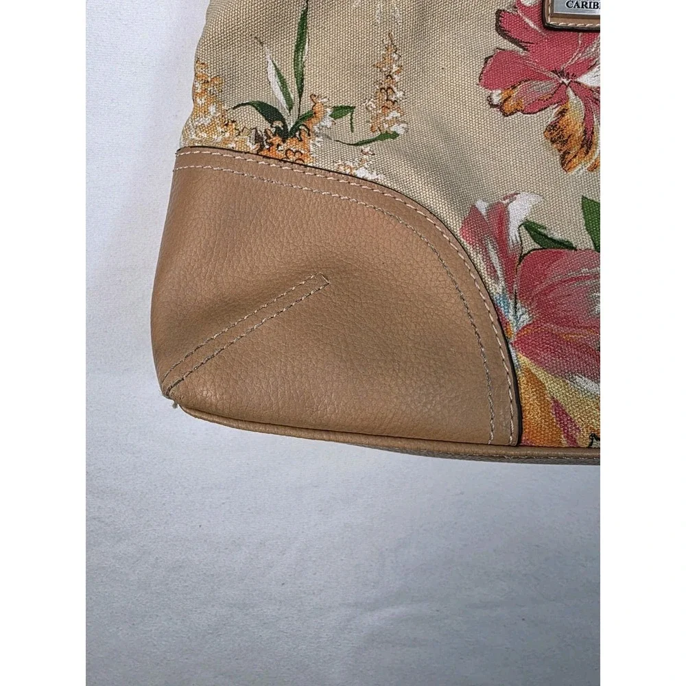 Carribbean‎ Joe Floral Handbag Canvas And Leather Purse
